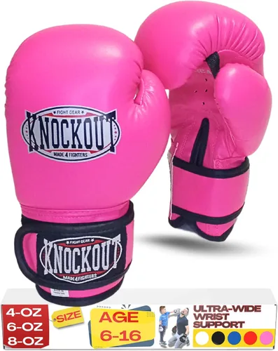 Miniatura 8 de Guantes de boxeo para niños - Guantes de entrenamiento juvenil para kickboxing, MMA - Guantes de bolsa pesada de nivel principiante a profesional