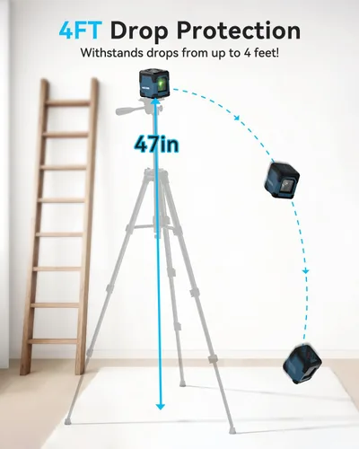 Miniatura 3 de Nivel láser, láser RockSeed Cross Line con línea autonivelante, vertical y horizontal, giratorio 360 grados, bolsa de transporte, batería incluida