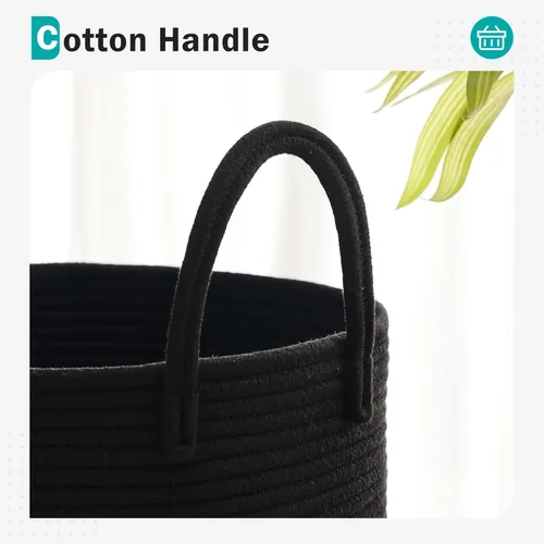 Miniatura 3 de Cesta de Cuerda de Algodón para Ropa Sucia de YOUDENOVA, 58L - Cesta de Lavandería Tejida Plegable - Cesta de Almacenamiento de Ropa para Mantas