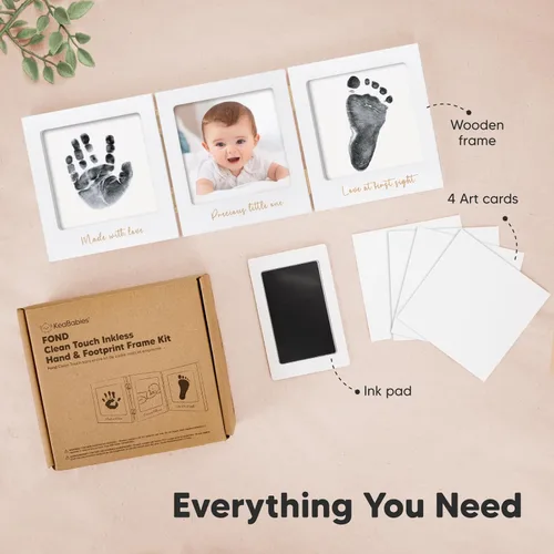 Miniatura 2 de Kit de huellas de mano y huellas de bebé sin tinta para recién nacido - Kit de huellas de bebé, marco de recuerdo para guardería de recién nacido