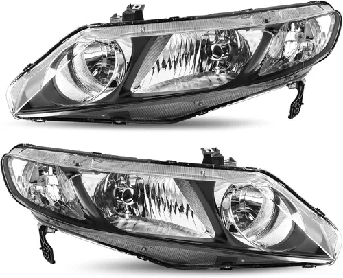Miniatura 9 de JSBOYAT Conjunto de Faros Delanteros Par de Repuesto para Honda Civic Sedan 2006-2011 de 4 Puertas Faro Halógeno con Bombillas Carcasa Negra