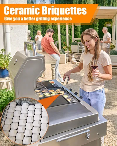 Miniatura 4 de GasSaf Briquetas de cerámica de repuesto para parrilla de gas Lynx L27, L30, CS30, juego de 50 briquetas