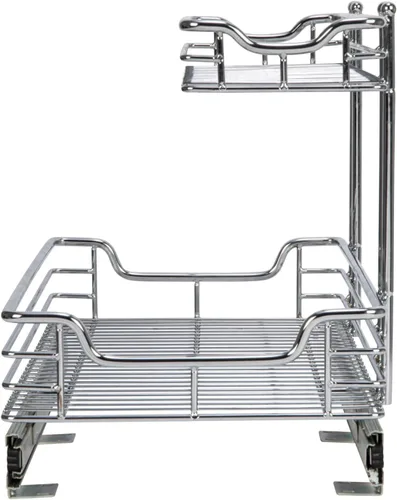 Miniatura 9 de Household Essentials Glidez - Organizador de almacenamiento multiusos de acero cromado extraíble y deslizante para uso debajo del fregadero o debajo