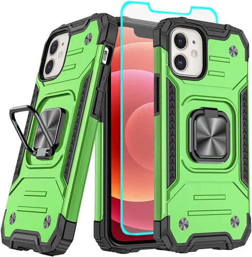 Miniatura 12 de HNHYGETE Funda para iPhone 12 / iPhone 12 Pro con protector de pantalla: [grado militar de 20 pies probada en caídas] anillo a prueba de golpes