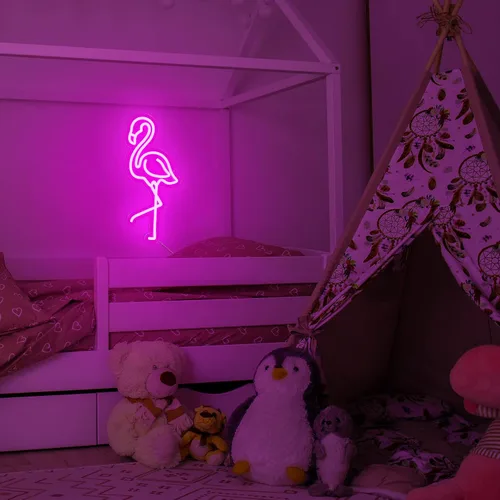 Miniatura 4 de ROCEEI Letrero de neón LED de flamenco tropical, luces de neón alimentadas por USB, letrero de arte de pared para decoración de Navidad, habitación