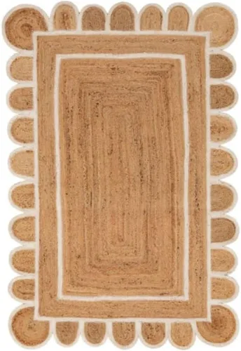 Miniatura 2 de Alfombra de yute bohemia con patrón de escalope de SVI (Negro, 2 x 3 pies)