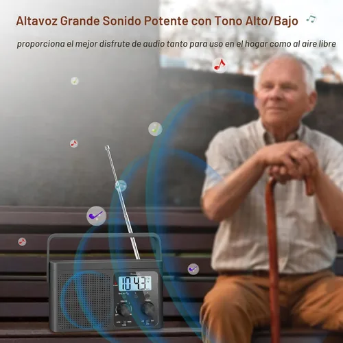 Miniatura 3 de DreamSky Radio AM FM Portátil - Radio de Onda Corta a Batería o Enchufe de Pared para Casa al Aire Libre, Fuerte Recepción, Dial Grande Fácil