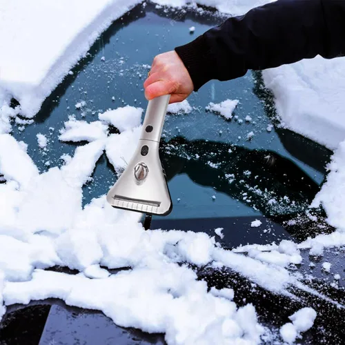 Miniatura 4 de ZONETECH Rascador de hielo y nieve para ventana de automóvil, con calefacción, extensible, para parabrisas con luz LED, calefacción eléctrica de 12