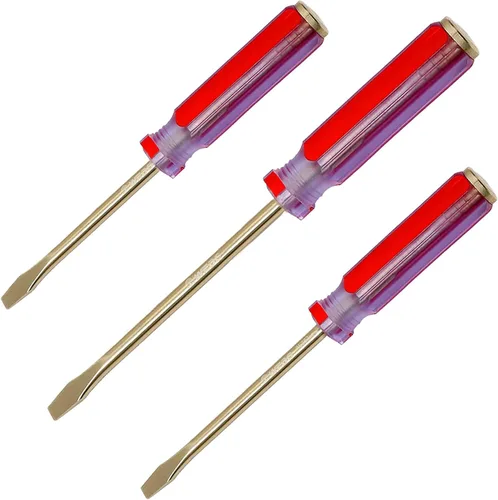Miniatura 17 de WEDO Juego de destornilladores de 3 piezas, cabeza plana con tapa de golpe, juego de destornilladores ranurados sin chispas, bronce de aluminio