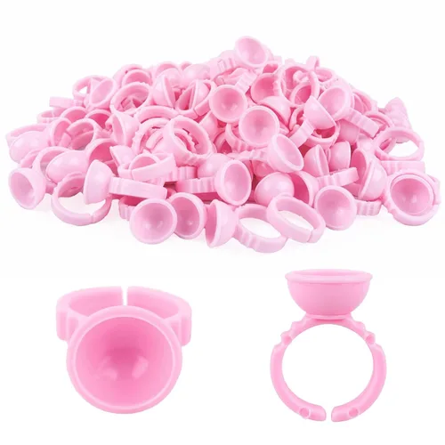 Miniatura 11 de G2PLUS Anillos de pegamento para extensiones de pestañas, 100 piezas de anillos desechables para pigmentos, soporte de pegamento de pestañas blanco