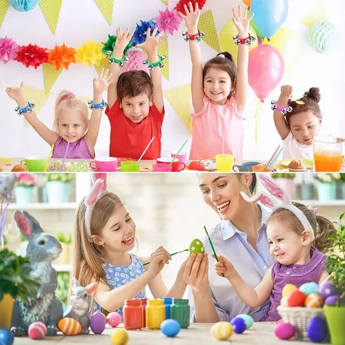 Miniatura 7 de Augshy 24 paquetes de instrumentos musicales agitadores para niños, 12 paquetes de coctelera de huevos y 12 paquetes de muñequera Jingle Bells