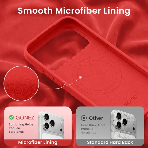 Miniatura 24 de GONEZ Funda de silicona para iPhone 15 Pro Max, compatible con Magsafe, protector de cámara + protector de pantalla, forro de microfibra suave