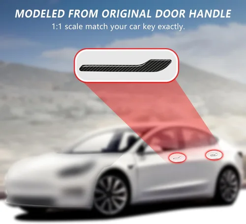 Miniatura 6 de T-carbon Funda para manija de puerta compatible con Tesla de fibra de carbono real, compatible con Tesla Modelo 3 Modelo Y 2017-2023, accesorios
