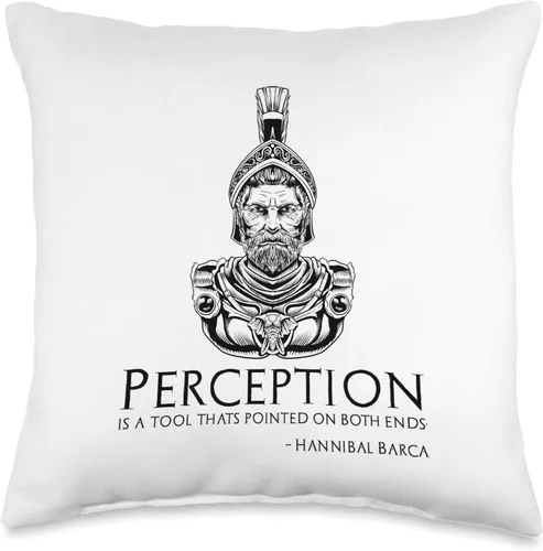 Hannibal Barca & Carthaginian History Lover Gifts Hannibal Barca Cita On Perception – Almohada de cartagio antiguo, 15.7 x 15.7 in, multicolor