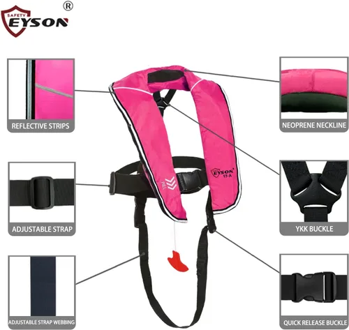 Miniatura 4 de Eyson Chaleco salvavidas inflable inflable para niño automático clásico Rosado
