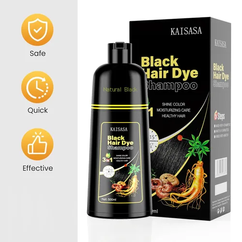 Miniatura 6 de KAISASA Champú de tinte negro 3 en 1, champú de color para el cabello para mujeres y hombres, tinte para cubrir el cabello gris, champús