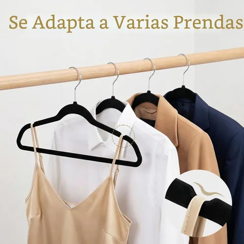 Miniatura 4 de HOUSE DAY - Perchas de terciopelo negro de 60 unidades, antideslizantes, resistentes, para abrigos, perchas premium delgadas que ahorran espacio