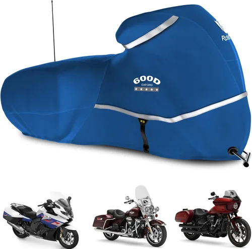 Miniatura 8 de Funda para motocicleta 600D resistente para todas las estaciones, universal, impermeable, protección solar al aire libre, duradera, reflectante Negro