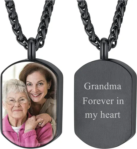 Miniatura 97 de FindChic Collares personalizados con urna para cenizas, barra vertical, gato, luna, reloj de arena, garra de perro, acero inoxidable, chapado en oro