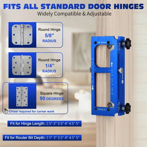 Miniatura 2 de Plantilla de bisagra de puerta, kit de plantilla de bisagra de puerta de aleación de aluminio para fresadora, plantilla de mortaja ajustable se