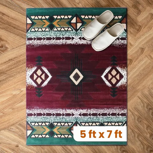Miniatura 8 de YHSF South West - alfombra estilo nativo americano del suroeste C318 - fácil de limpiar, gruesa, suave, duradera, alfombra inspirada en tribus