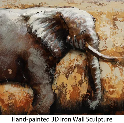Miniatura 7 de Empire Art Direct Arte de pared de metal de elefantes, escultura de pared de hierro mezclado pintado a mano, decoración de pared 3D, listo