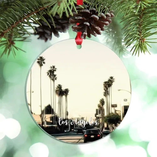 Miniatura 11 de Adornos de Navidad de California Estados Unidos, paisaje urbano de Los Ángeles, adornos de árbol de Navidad, adornos de Navidad personalizados