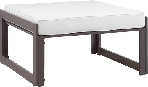 Miniatura 15 de Modway Fortuna otomana de aluminio para patio al aire libre, color blanco y gris Blanco Gris