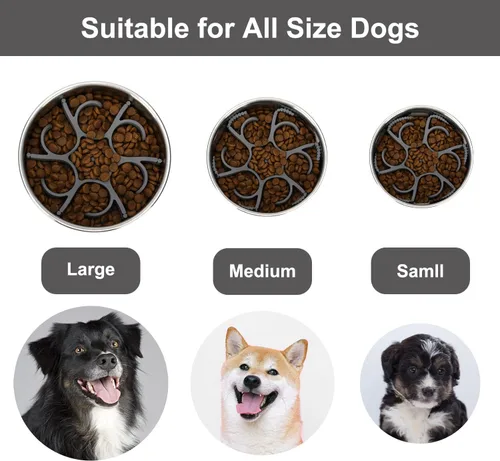 Miniatura 4 de Anipaw Cuencos de alimentación lenta para perros Inserto de alimentador de comida para mascotas de espiral de silicona para ralentizar la Gris