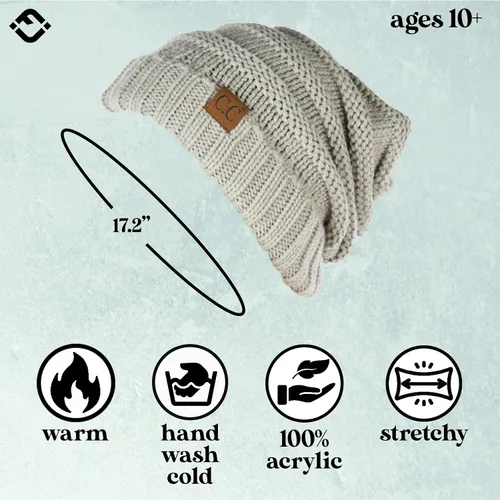 Miniatura 169 de Funky Junque Gorro de moda de punto trenzado de talla extragrande, grueso, abrigado, suave y holgado