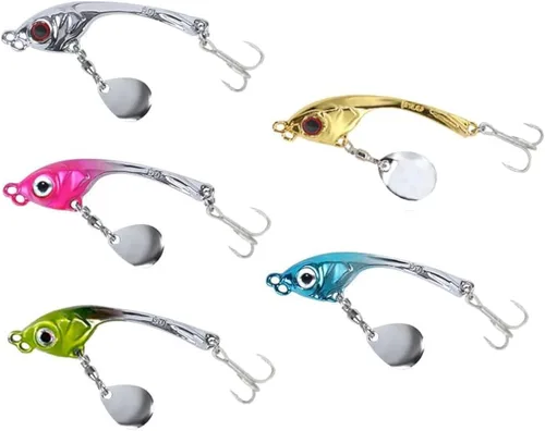 Miniatura 11 de Señuelos de hoja de metal VIB, señuelos de pesca duros con cuchilla, señuelos de pala giratoria, cucharas de fundición largas para lubina