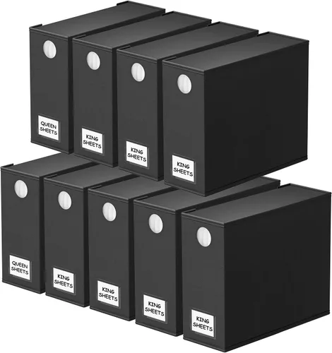 Miniatura 12 de SpaceAid Paquete de 6 organizadores y almacenamiento de sábanas, organizador de sábanas plegable con ventana para armario de lino, juego de carpetas