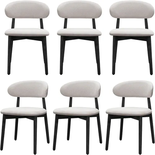 Miniatura 29 de Juego de 2 sillas de comedor de granja, modernas sillas de comedor de madera de mediados de siglo, sillas de comedor tapizadas de tela de granja