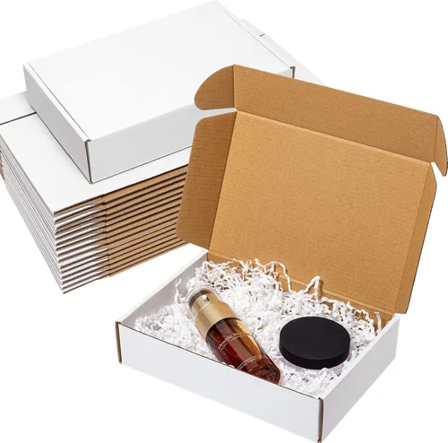 Miniatura 10 de Wowxyz Cajas de envío blancas de 6 x 4 x 3 pulgadas, paquete de 25 cajas de correo de cartón corrugado para pequeñas empresas - Suministros