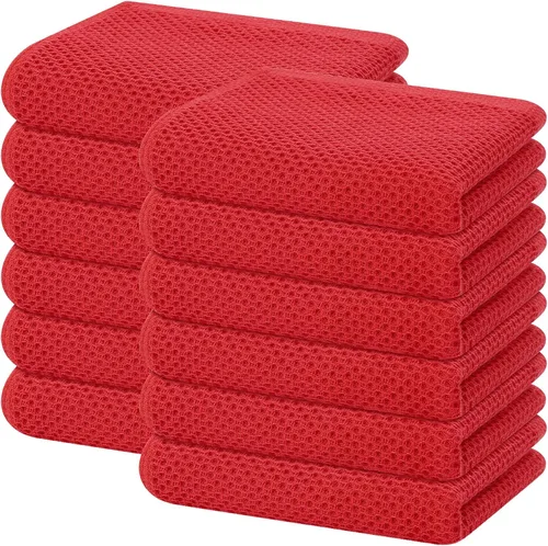 Miniatura 313 de Homaxy Paños de cocina de 100% algodón con tejido de gofre, ultra suaves, absorbentes, de secado rápido, 12 x 12 pulgadas, paquete de 6, amarillo