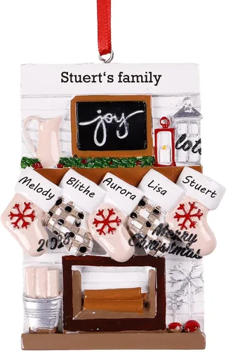 Miniatura 11 de DPDP Adornos de Navidad familiares personalizados 2025 – Calcetines personalizados para árbol de Navidad con nombres, adornos familiares