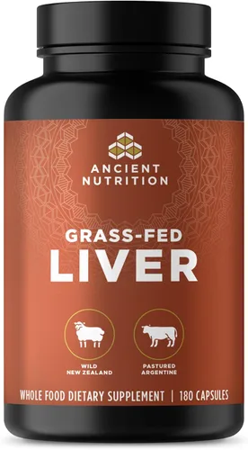 Ancient Nutrition Suplementos de órganos, cápsulas de complejo de órganos alimentados con pasto y salvajes, hígado de carne de res y cordero, apoya