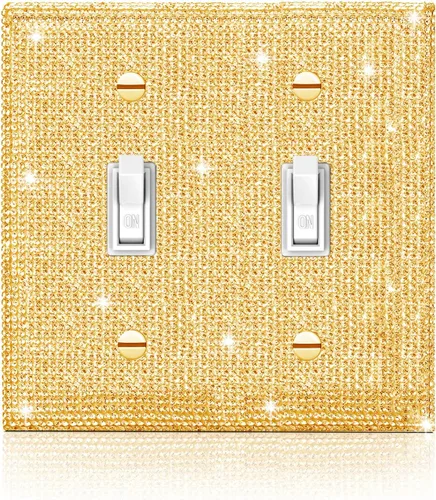 Miniatura 10 de 4 piezas de placa de pared rosa plateado brillante cubierta decorativa interruptor de luz cubierta de interruptor de palanca única diamantes