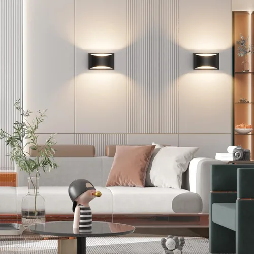 Miniatura 6 de Aipsun Aplique de pared LED moderno negro para interiores, 1 paquete de luces de montaje en pared con cable arriba y abajo para sala de estar