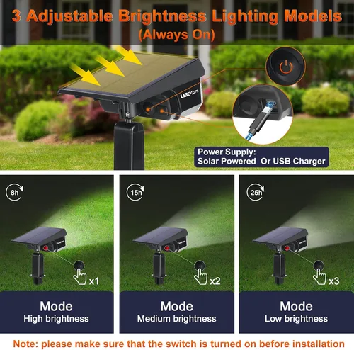 Miniatura 4 de LEREKAM Focos solares para exteriores, IP65, impermeables, 40 LED, focos solares de paisaje, luces de pared alimentadas por USB, detección