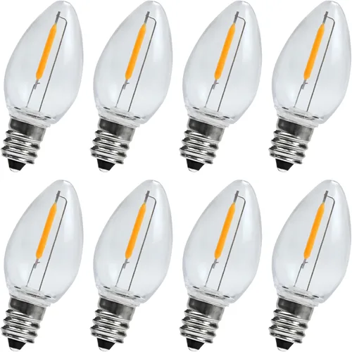 KGC Bombilla de Lámpara de Sal LED – Bombillas LED de 0.6 W para luz nocturna – Bombillas de repuesto C7 para velas y candelabros de ventana –