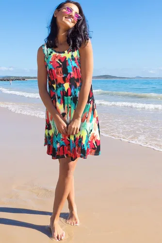 Miniatura 2 de elescat Vestidos de verano para mujer, estilo casual, sin mangas, estampado floral, holgado, con bolsillo