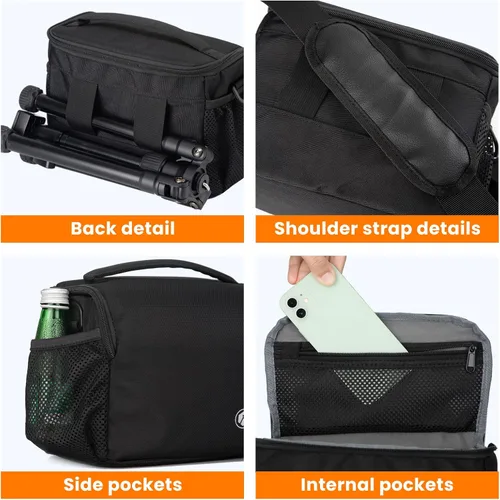 Miniatura 4 de TARION TSB-S - Bolsa de mensajero compacta para cámara – Funda cruzada DSLR pequeña de 4L con correas de trípode, impermeable para fotografía