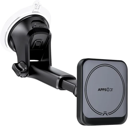 APPS2Car Soporte magnético para teléfono MagSafe para automóvil con ventosa, 17 imanes fuertes y brazo ajustable, soporte de teléfono para tablero y