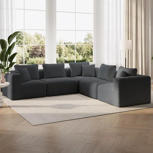 Miniatura 16 de Novilla 141" Sofá seccional modular, sofá seccional moderno en forma de nube con soporte Smarts Coil™, sofá sin huesos en forma de U para sala