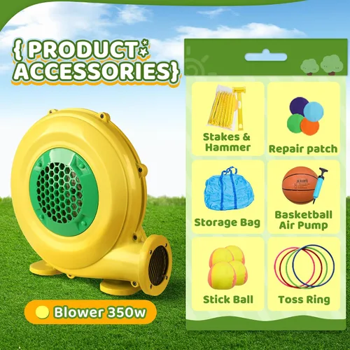 Miniatura 8 de INFLATEFLY Casa inflable de rebote para niños, castillo hinchable con tobogán y soplador, piscina de bolas, aro de baloncesto, juego de dardos