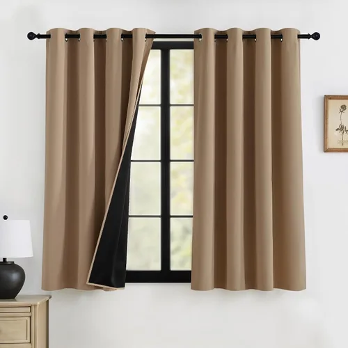 Miniatura 34 de RYB HOME Cortinas opacas grises de 63 pulgadas de largo para dormitorio, cortinas de ventana 100% opacas con aislamiento térmico y reducción