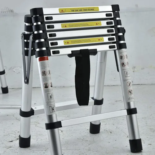 Miniatura 4 de Escalera telescópica plegable de aluminio 5+6 con pasamanos, pedal ancho de seguridad, carga máxima de 330 libras, plegable, fácil de almacenar