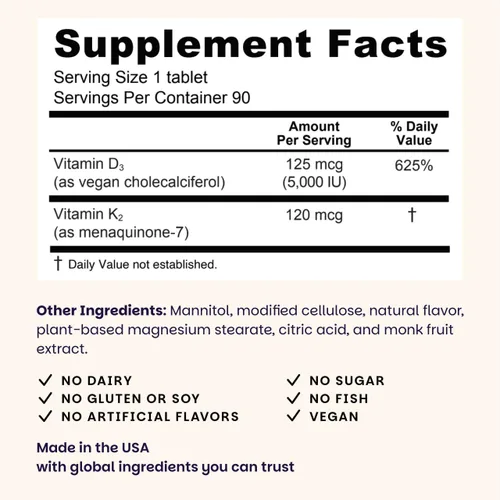 Miniatura 3 de EZ Melts D3, 5000 IU, vitaminas solubles, cero azúcar, sabor natural a manzana, libre de GMO, pastillas de disolución rápida, salud ósea e