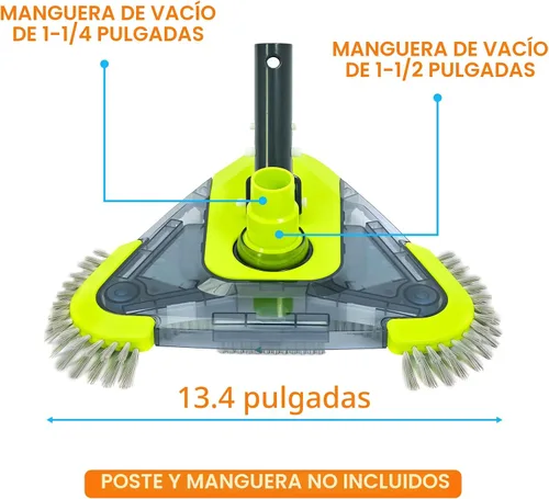 Miniatura 4 de Sepetrel Cabezal de aspiradora de piscina mejorado con cepillo lateral y adaptador de manguera giratorio universal, forma triangular pesada